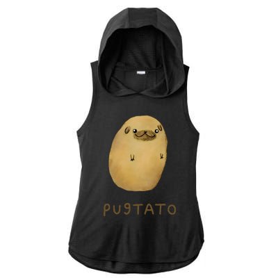 Pugtato Funny Cute Dog Ladies PosiCharge Tri-Blend Wicking Draft Hoodie Tank