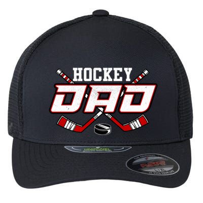 Papa FatherS Day Vintage Hockey Dad Gift Flexfit Unipanel Trucker Cap