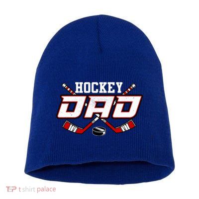 Papa FatherS Day Vintage Hockey Dad Gift Short Acrylic Beanie