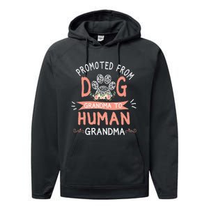 Promoted From Dog Grandma To Human Grandma Mother's Day Performance Fleece Hoodie