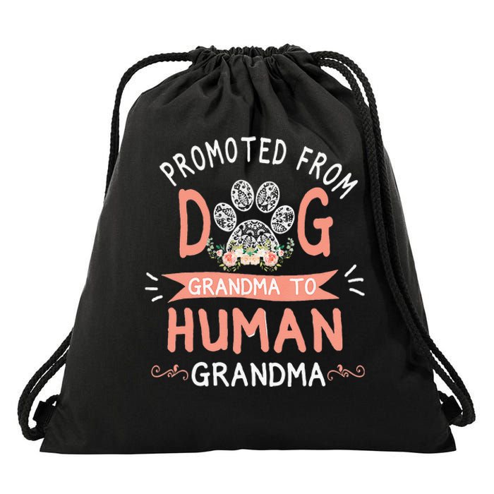 Promoted From Dog Grandma To Human Grandma Mother's Day Drawstring Bag