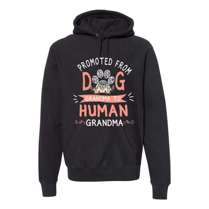 Promoted From Dog Grandma To Human Grandma Mother's Day Premium Hoodie