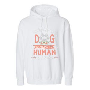 Promoted From Dog Grandma To Human Grandma Mother's Day Garment-Dyed Fleece Hoodie