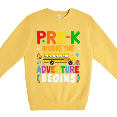 PreK First Day Of School Pre K Teacher Student Premium Crewneck Sweatshirt