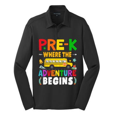 PreK First Day Of School Pre K Teacher Student Silk Touch Performance Long Sleeve Polo