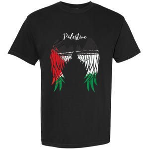 Palestine Flag Dad On Back Side Palestinian Angel Wings Garment-Dyed Heavyweight T-Shirt