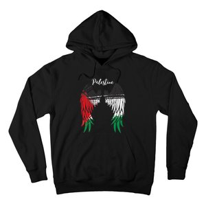 Palestine Flag Dad On Back Side Palestinian Angel Wings Hoodie