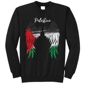 Palestine Flag Dad On Back Side Palestinian Angel Wings Sweatshirt