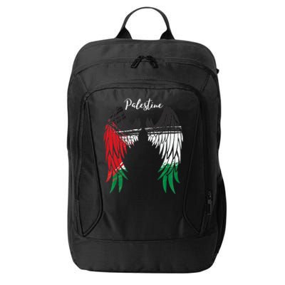 Palestine Flag Dad On Back Side Palestinian Angel Wings City Backpack