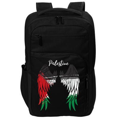 Palestine Flag Dad On Back Side Palestinian Angel Wings Impact Tech Backpack