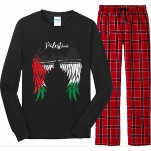 Palestine Flag Dad On Back Side Palestinian Angel Wings Long Sleeve Pajama Set