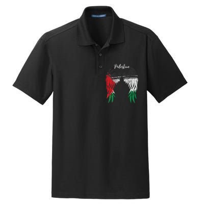 Palestine Flag Dad On Back Side Palestinian Angel Wings Dry Zone Grid Polo