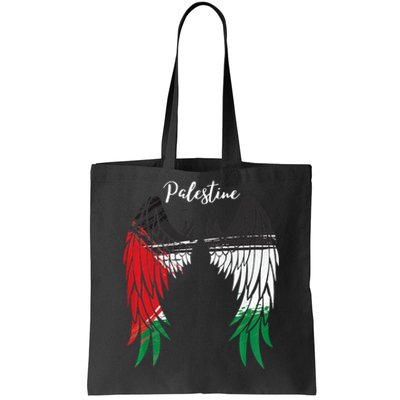 Palestine Flag Dad On Back Side Palestinian Angel Wings Tote Bag