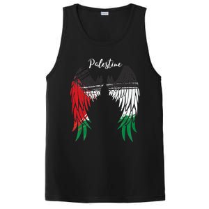 Palestine Flag Dad On Back Side Palestinian Angel Wings PosiCharge Competitor Tank