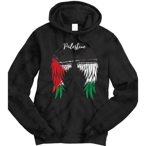 Palestine Flag Dad On Back Side Palestinian Angel Wings Tie Dye Hoodie