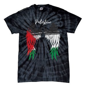 Palestine Flag Dad On Back Side Palestinian Angel Wings Tie-Dye T-Shirt