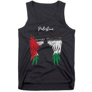 Palestine Flag Dad On Back Side Palestinian Angel Wings Tank Top