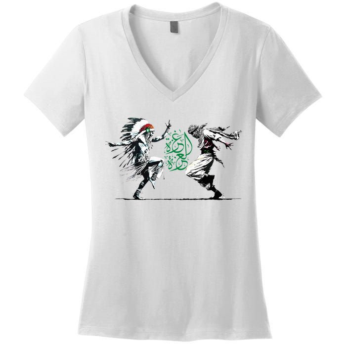 Palestine Freedom Dance Women's V-Neck T-Shirt