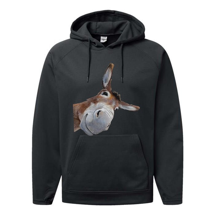 Peachbruh Funny Donkey Art Donkey Head Smile Eagerlys Gift Performance Fleece Hoodie