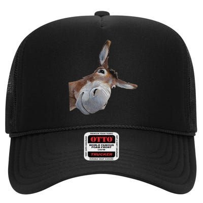 Peachbruh Funny Donkey Art Donkey Head Smile Eagerlys Gift High Crown Mesh Back Trucker Hat