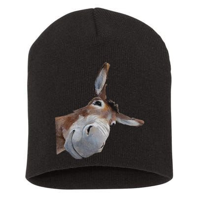 Peachbruh Funny Donkey Art Donkey Head Smile Eagerlys Gift Short Acrylic Beanie