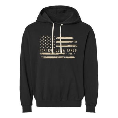 Protest Foxtrot Delta Tango US Flag Resist Women Garment-Dyed Fleece Hoodie