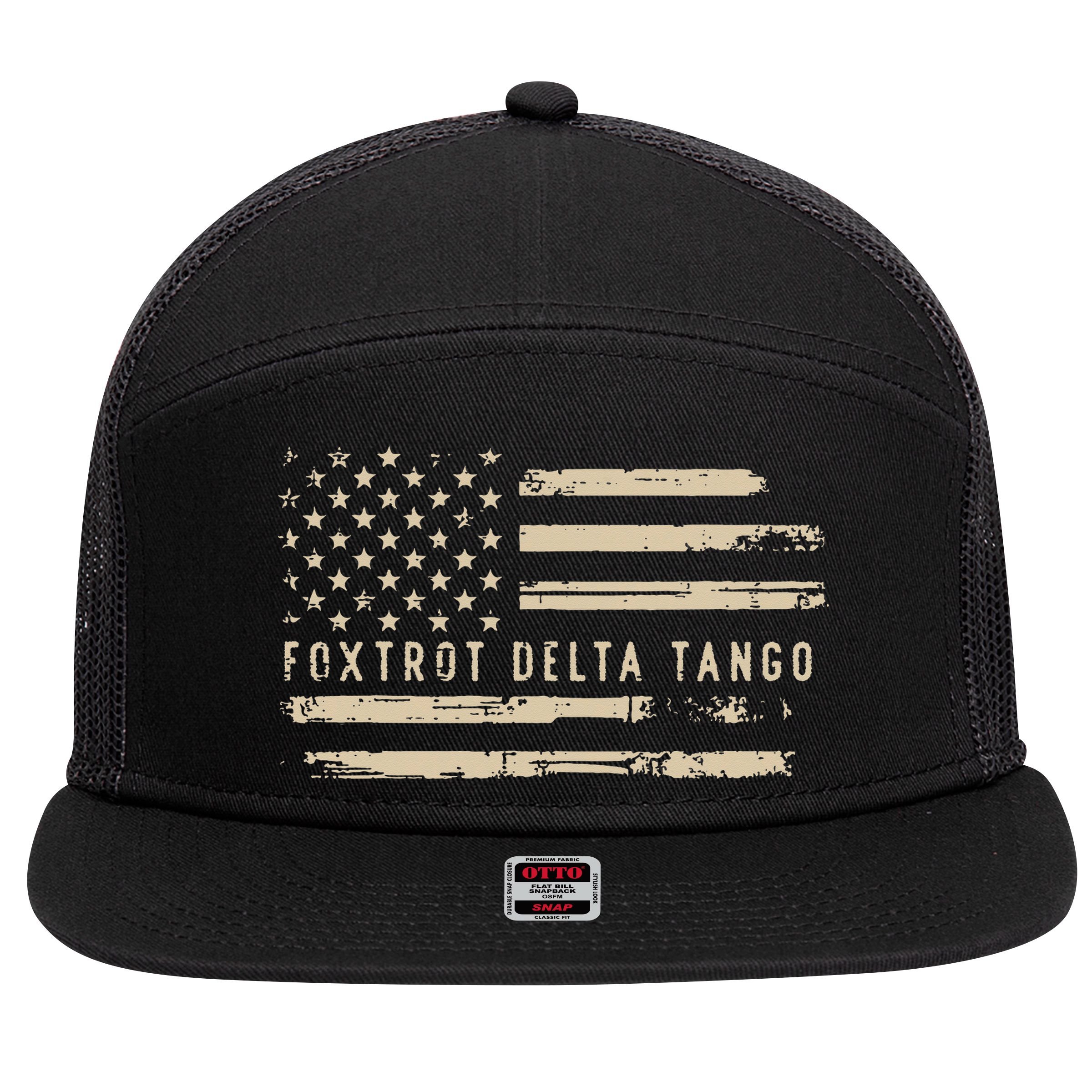 Protest Foxtrot Delta Tango US Flag Resist Women 7 Panel Mesh Trucker Snapback Hat
