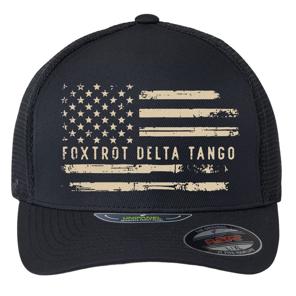 Protest Foxtrot Delta Tango US Flag Resist Women Flexfit Unipanel Trucker Cap