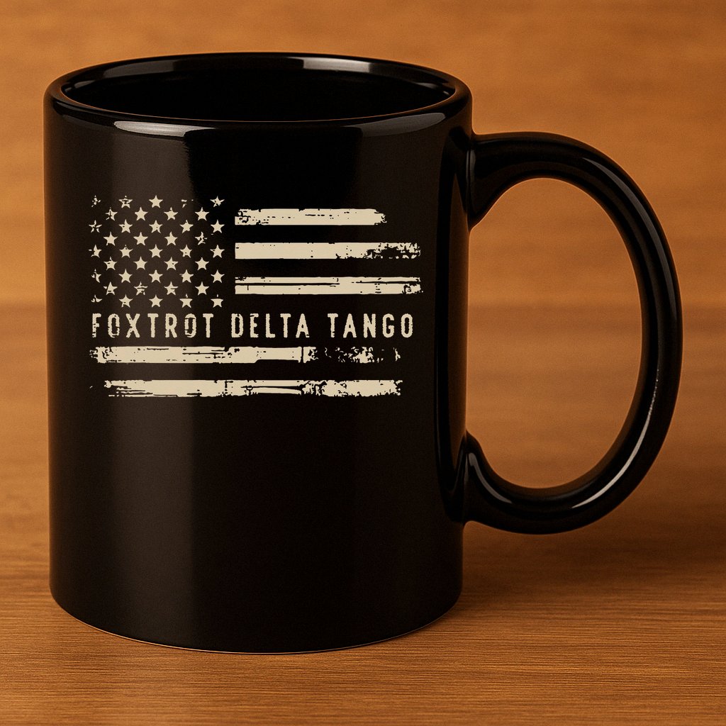 Protest Foxtrot Delta Tango US Flag Resist Women 11oz C Handle Ceramic Mug