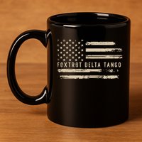 Protest Foxtrot Delta Tango US Flag Resist Women 11oz C Handle Ceramic Mug