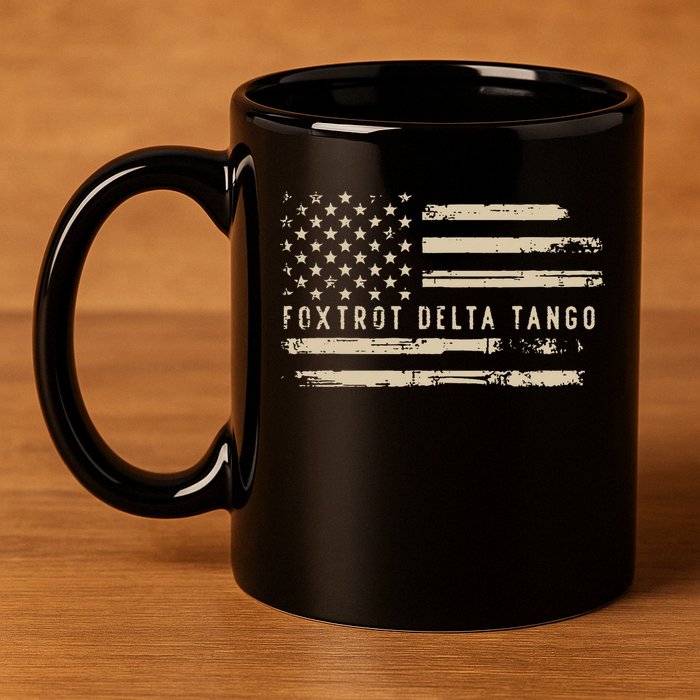 Protest Foxtrot Delta Tango US Flag Resist Women 11oz C Handle Ceramic Mug