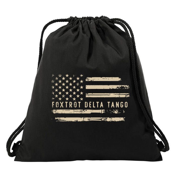 Protest Foxtrot Delta Tango US Flag Resist Women Drawstring Bag