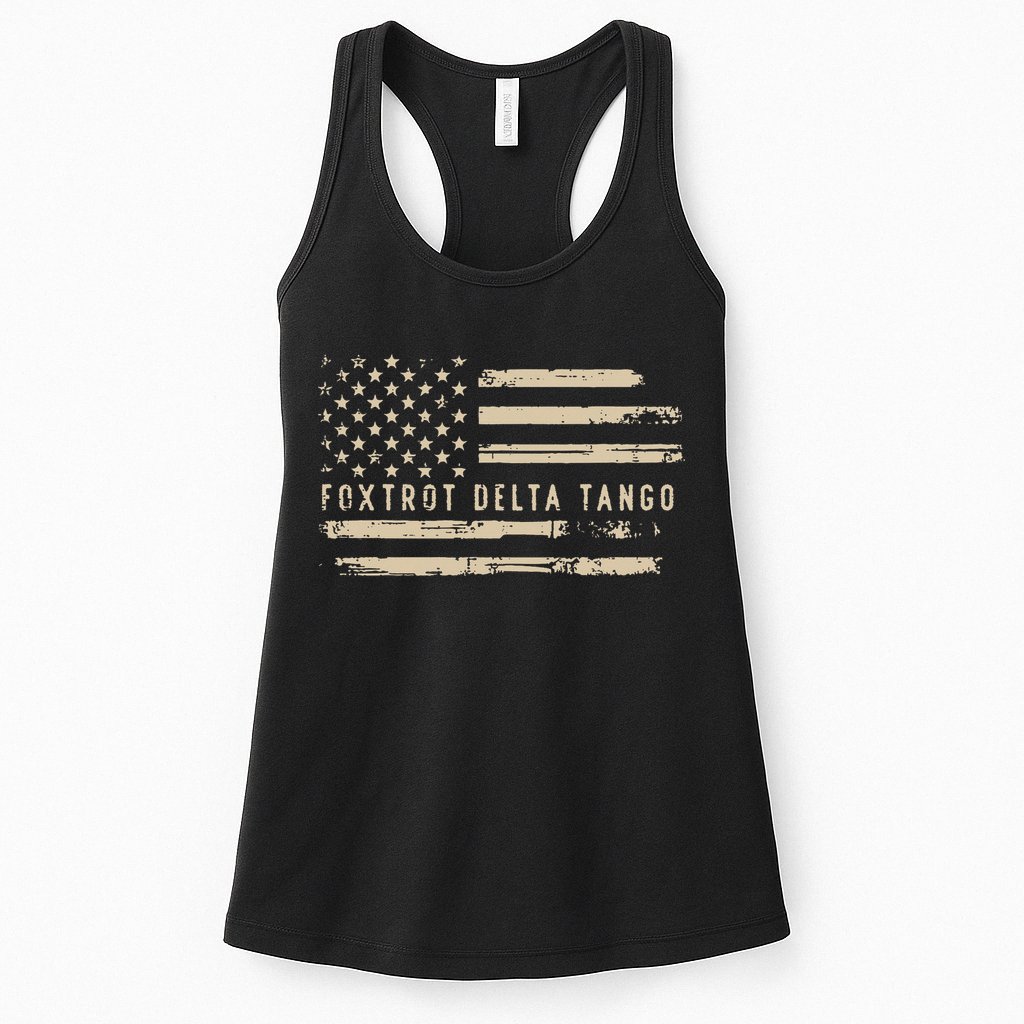 Protest Foxtrot Delta Tango US Flag Resist Women Womens Tank Top
