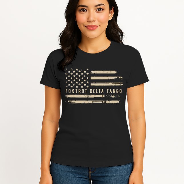 Protest Foxtrot Delta Tango US Flag Resist Women Womens T-Shirt