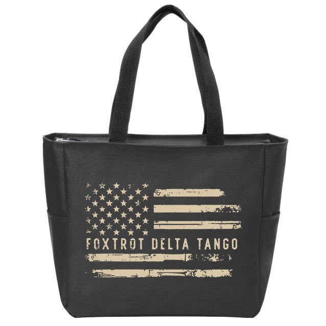 Protest Foxtrot Delta Tango US Flag Resist Women Zip Tote Bag