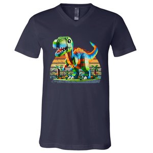 Play! Featuring Dinosaurs Bricks New V-Neck T-Shirt