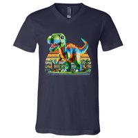 Play! Featuring Dinosaurs Bricks New V-Neck T-Shirt