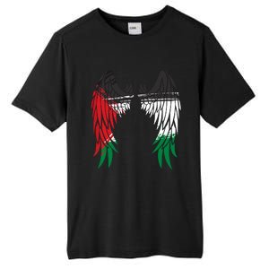 Palestine Flag Dad On Back Side Palestinian Angel Wings Tall Fusion ChromaSoft Performance T-Shirt