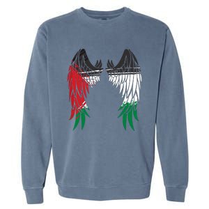 Palestine Flag Dad On Back Side Palestinian Angel Wings Garment-Dyed Sweatshirt