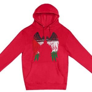 Palestine Flag Dad On Back Side Palestinian Angel Wings Premium Pullover Hoodie