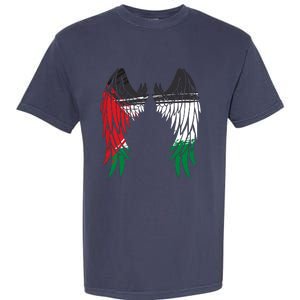 Palestine Flag Dad On Back Side Palestinian Angel Wings Garment-Dyed Heavyweight T-Shirt