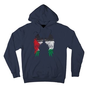 Palestine Flag Dad On Back Side Palestinian Angel Wings Hoodie