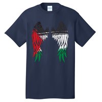 Palestine Flag Dad On Back Side Palestinian Angel Wings Tall T-Shirt