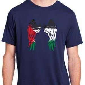 Palestine Flag Dad On Back Side Palestinian Angel Wings Adult ChromaSoft Performance T-Shirt