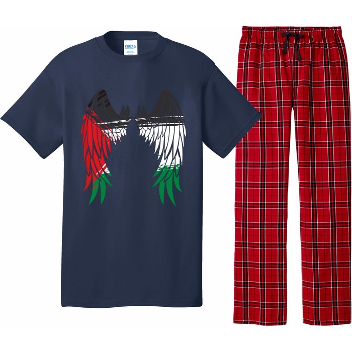 Palestine Flag Dad On Back Side Palestinian Angel Wings Pajama Set