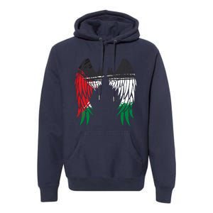 Palestine Flag Dad On Back Side Palestinian Angel Wings Premium Hoodie