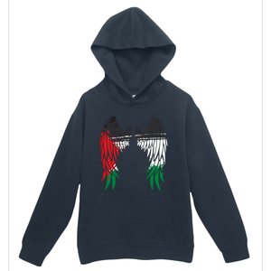 Palestine Flag Dad On Back Side Palestinian Angel Wings Urban Pullover Hoodie