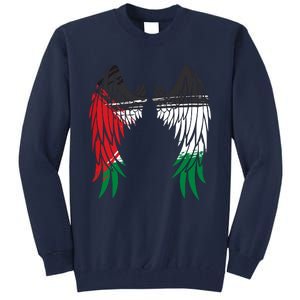 Palestine Flag Dad On Back Side Palestinian Angel Wings Tall Sweatshirt