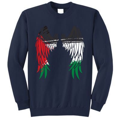 Palestine Flag Dad On Back Side Palestinian Angel Wings Tall Sweatshirt