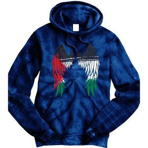 Palestine Flag Dad On Back Side Palestinian Angel Wings Tie Dye Hoodie